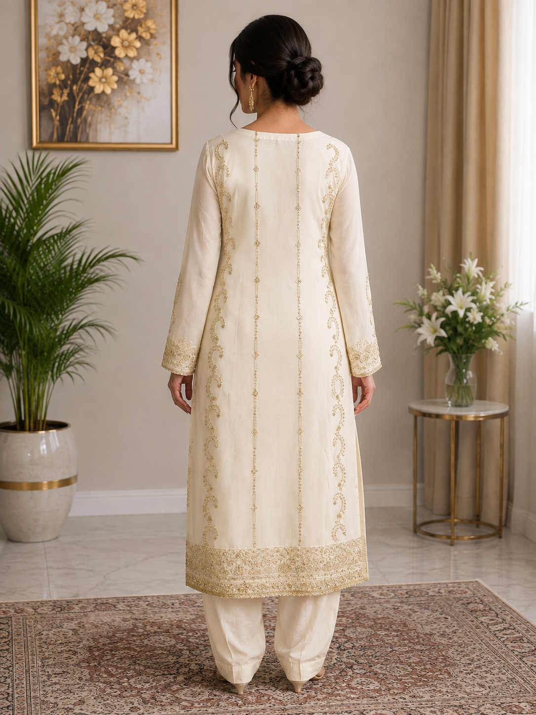 Elegant Embroidered 2-Piece Suit