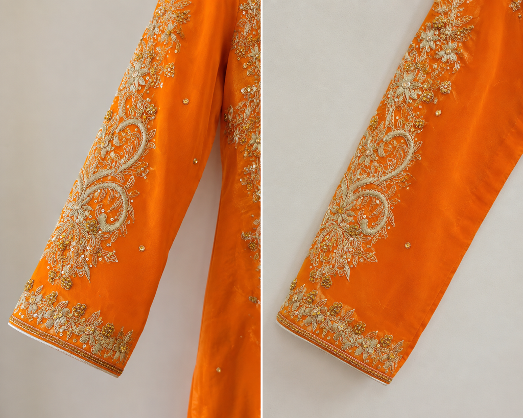 Elegant Orange Embroidered Sharara Suit with Matching Dupatta