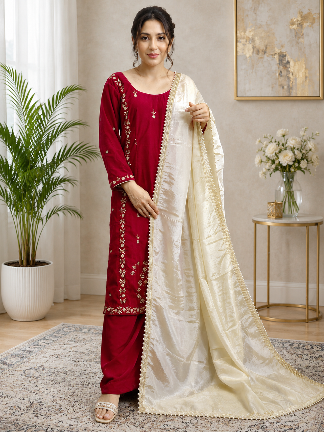 Velvet Embroidered 3-Piece Suit