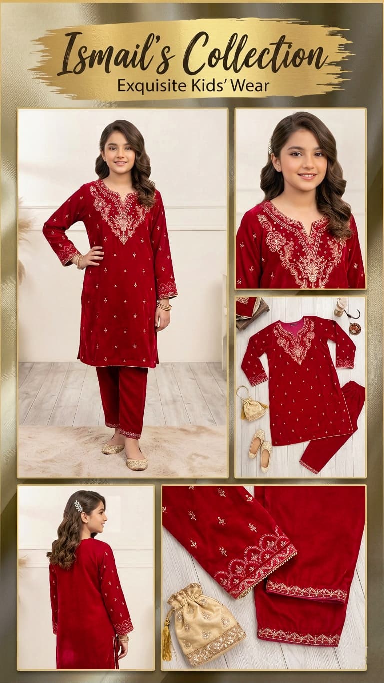 Garnet Velvet Heritage – Little Girls' Ornate Winter Collection