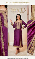 Plum Heritage – Hand-Embellished Rose Silk Ensemble from The Festive Kurti Collection