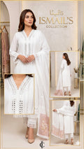 Pure Ivory Luxe – Intricately Detailed Chiffon Suit with Mirror-Work Accents